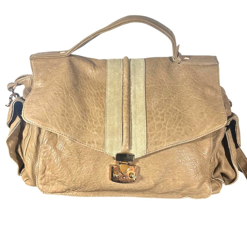 Great by Sandie Tan Leather Satchel Bag – Convertible Crossbody Parisian Chic